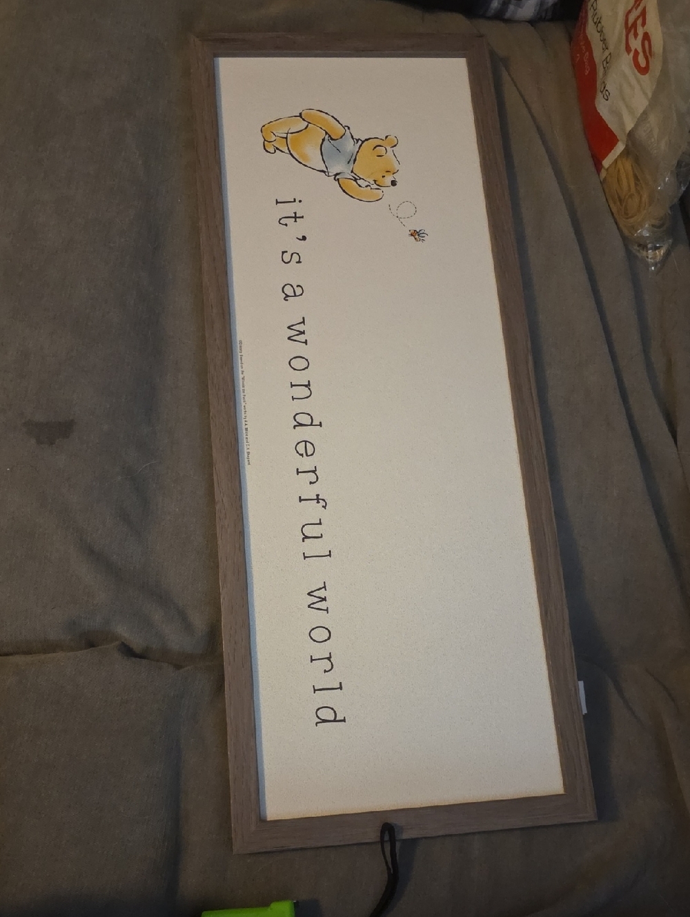 Winnie the Pooh "It's a Wonderful World" Framed Wall Art - Yellow 24x9"